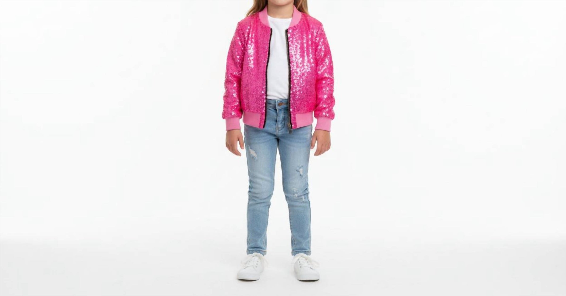 Mila & Rose Little Girl Sequin Zip Up Jacket in pink - item