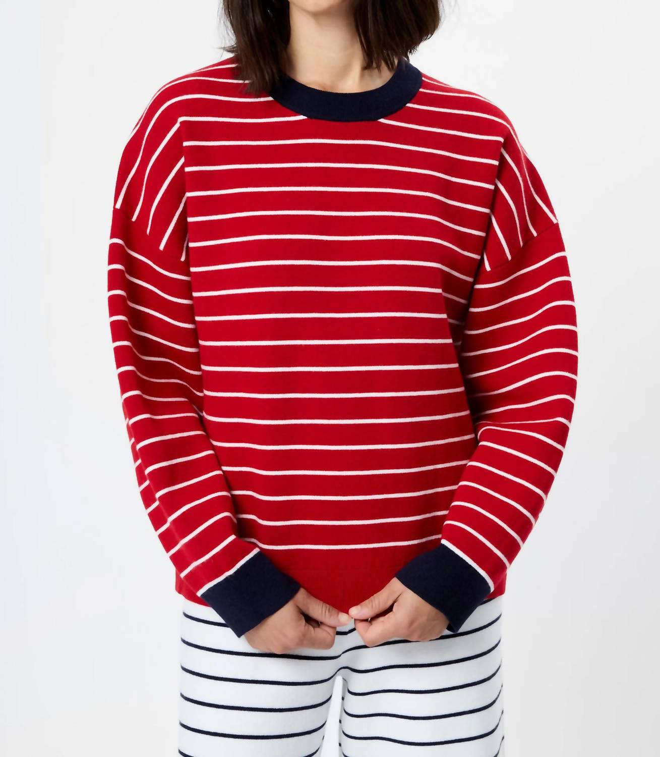 French Connection - Marley Knit Striped Crew Neck Sweater