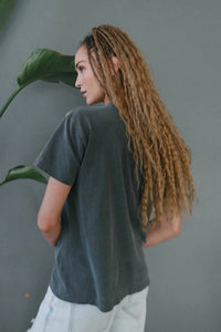 People of Leisure Alanis Morrisette Spiral Short Sleeve Tee in grey - women's t-shirt - alternate view