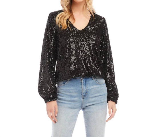 Sequin Long Sleeve Top