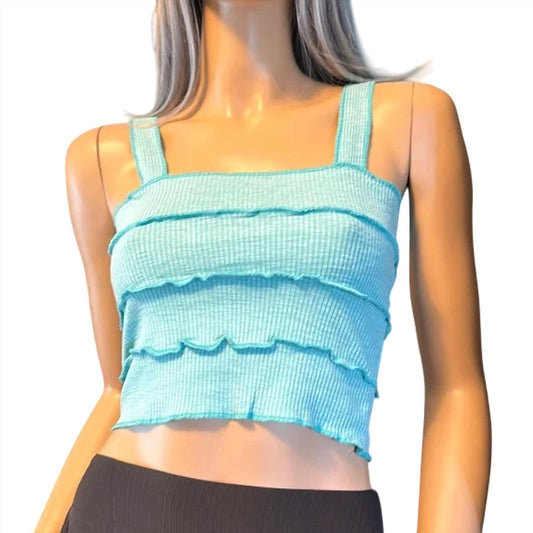 Pol - Sleeveless Ruffled Tiered Crop Top