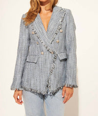 JOHN + JENN Andres Tweed Blazer in denim - women's jacket