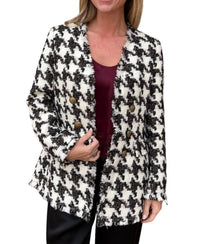 Boho Chic Tweed Blazer in black - women's jacket