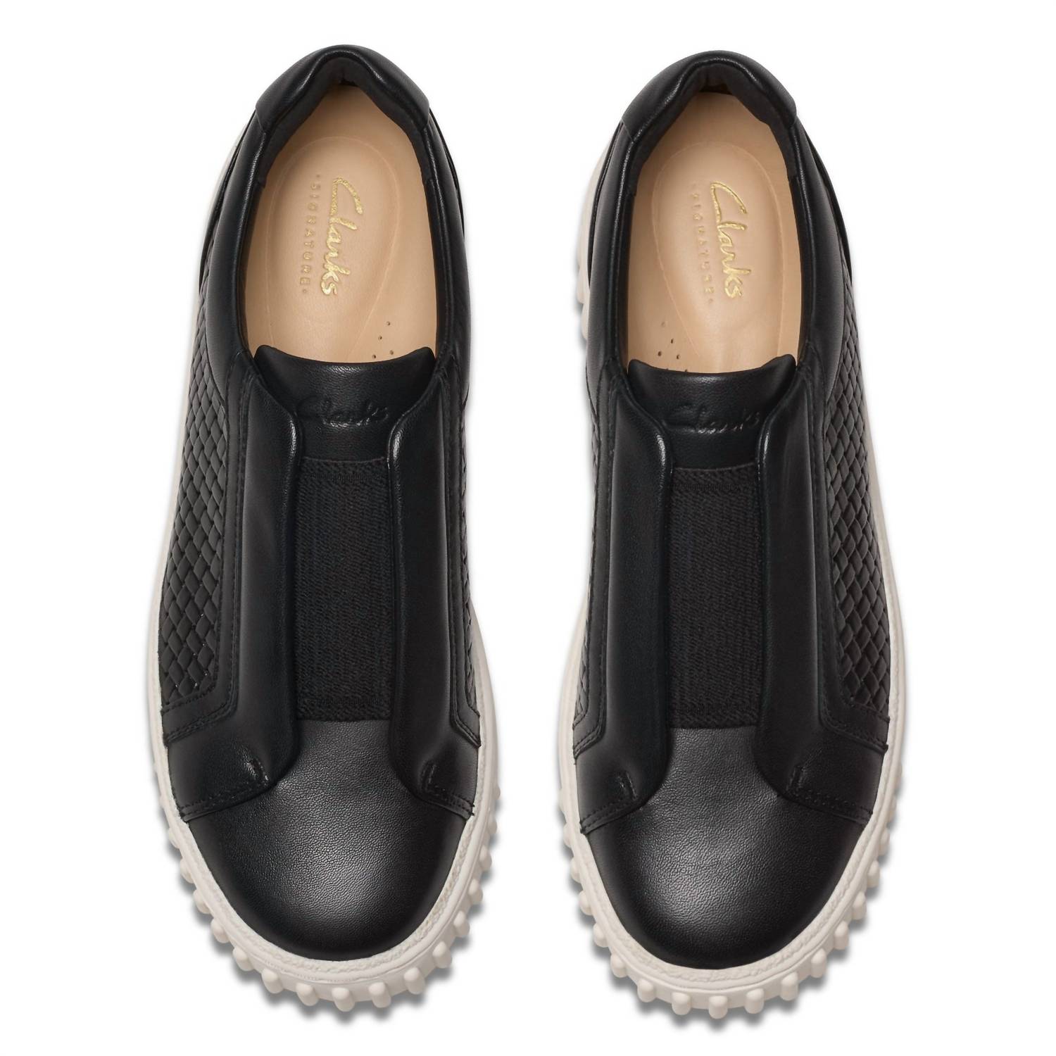 Clarks Women's Mayhill Bay Shoe in black leather - women's sneaker - detail view