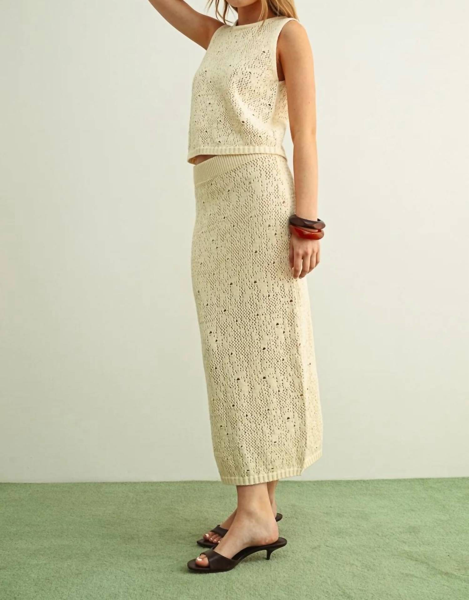 Deon - Texture Sweater Knit Skirt