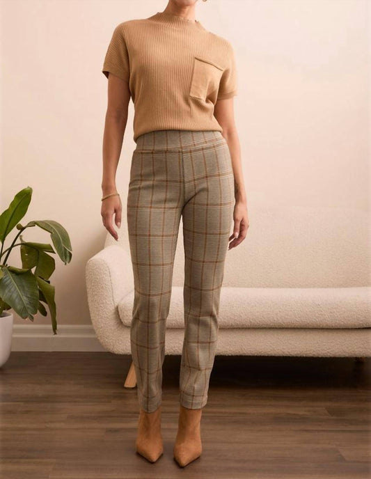 Tribal - Plaid Knit Ponte Pull-on Ankle Pants