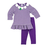 Florence Eiseman - Kid's Knit Stripe Petal Neck Tunic And Legging Set