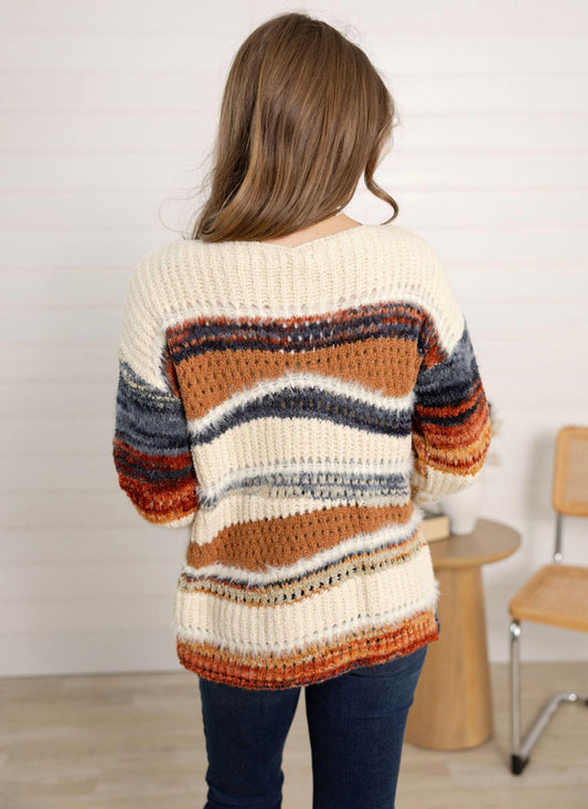 Charlie B - Long Sleeve Patchwork Sweater