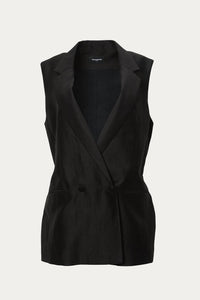 SLEEVELESS BLACK JACKET WITH CHAIN