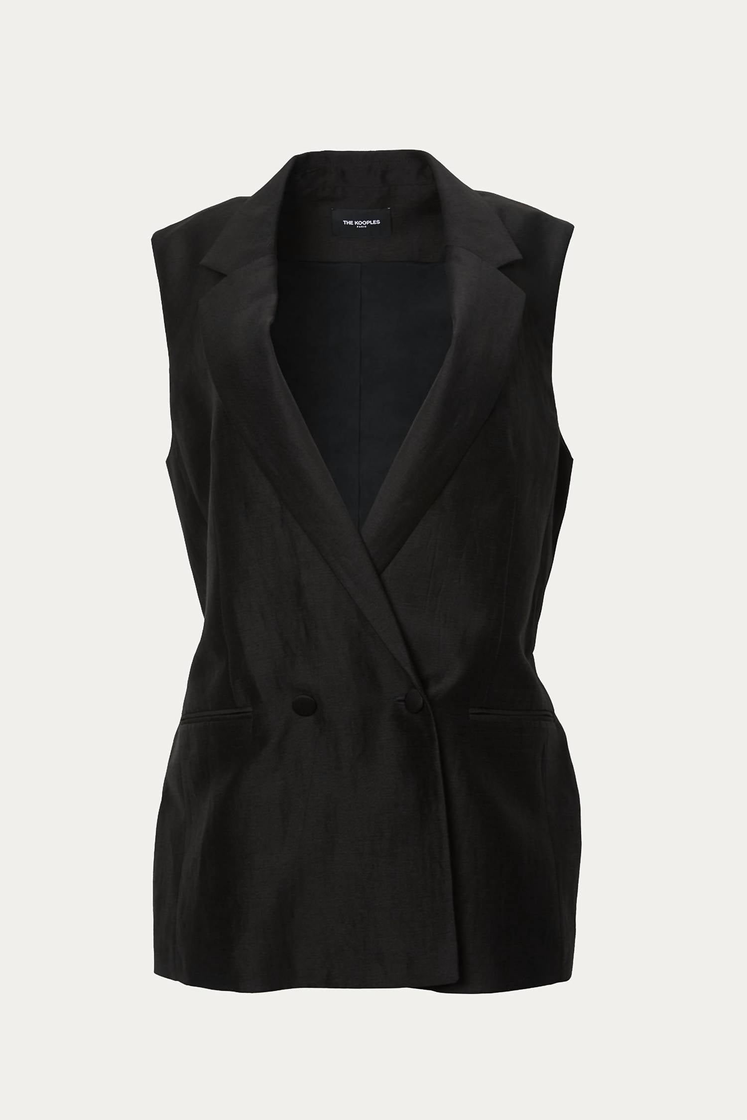 SLEEVELESS BLACK JACKET WITH CHAIN