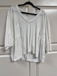 Pol - Women's Lace Trim Solid Knit Top