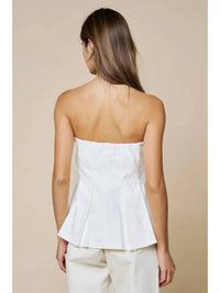 Lalavon - Strapless Pleated Peplum Top