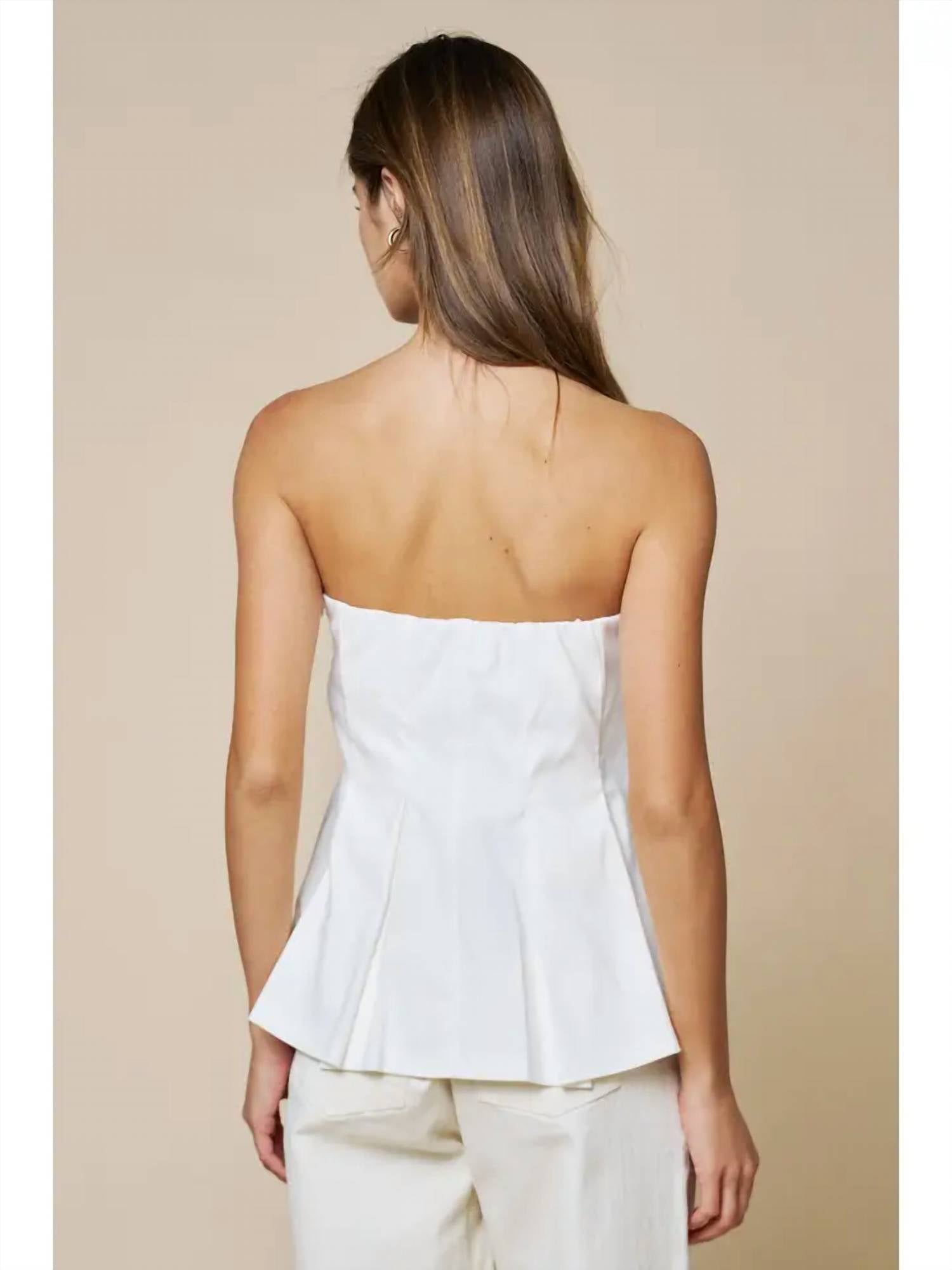 Lalavon - Strapless Pleated Peplum Top