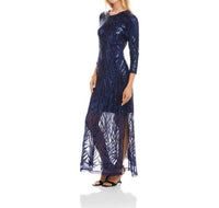 Karen Kane - 3/4 Sleeve Sequin Side Slit Dress