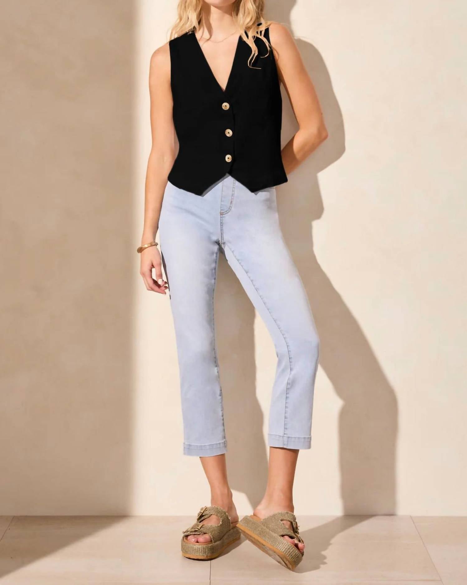 Tribal - Lined Horn Button Front Vest