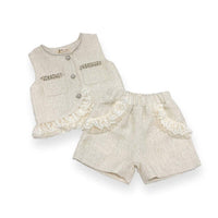 Doe A Dear - Kid's Embellished Tweed Vest Set
