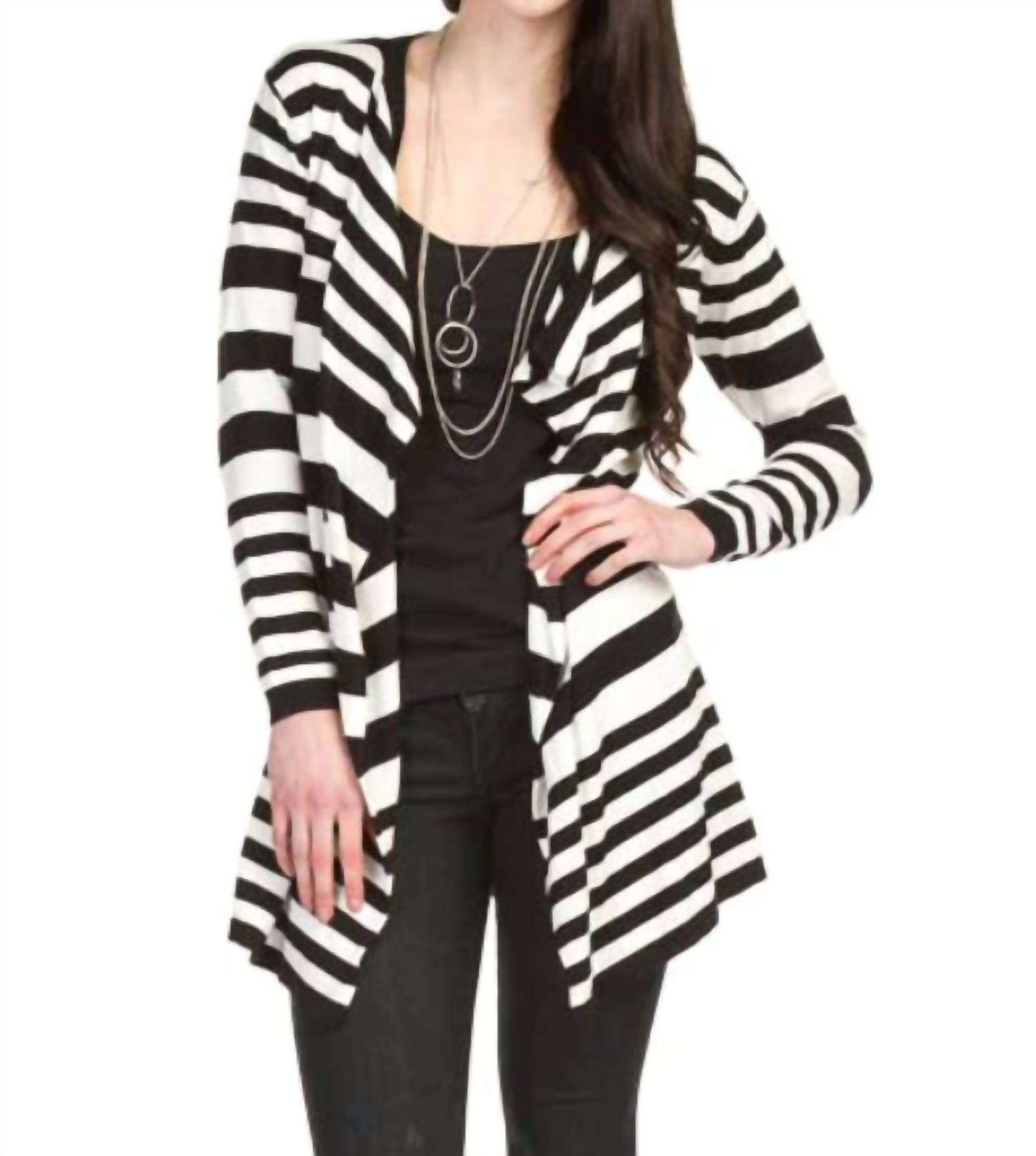 Papillon - Stripped Drape Cardigan