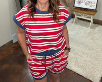Sewn And Seen - Americana Striped Short Set