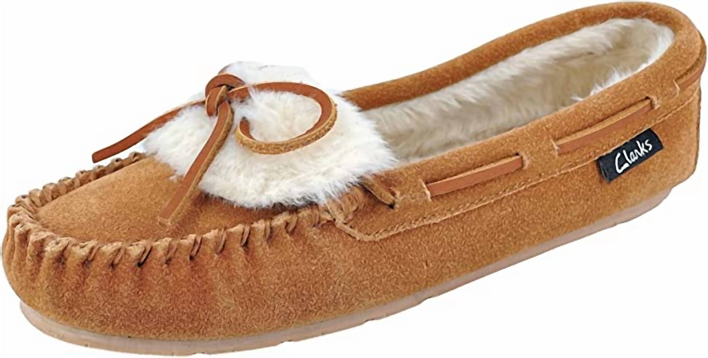 Clarks - Women's Suede Moc Slip On Squared Toe Casual Slippers