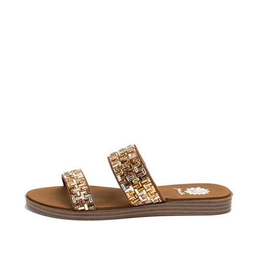 Yellowbox - Women's Deloris Two Strap Rhinestones Sandals