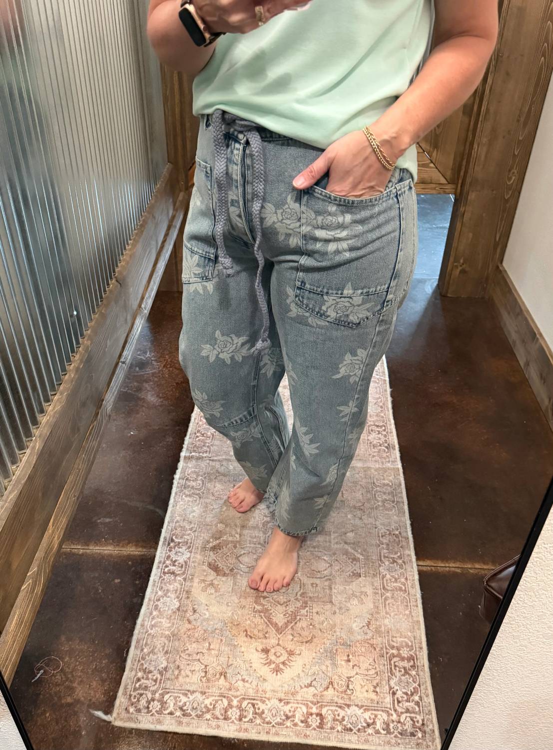 Bibi - Washed Denim Pants