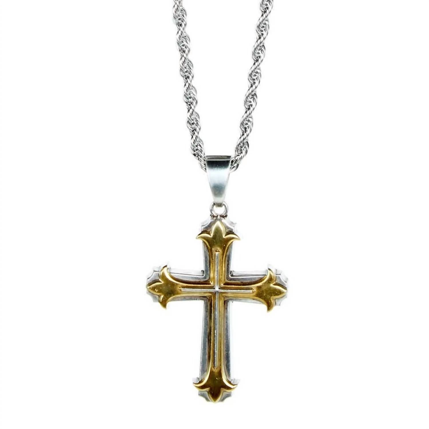 Twister Cowboy Hats Men's Cross Necklace in silver gold - men's jewelry
