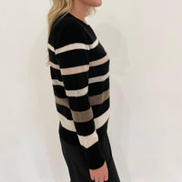 Pure Amici - Midnights Cashmere Stripe Crew Sweater