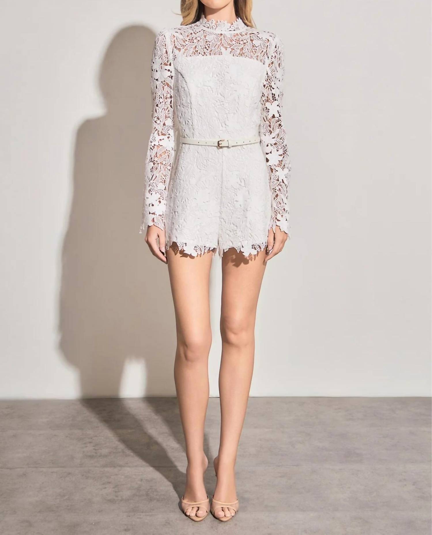 2.7 August Apparel - Endless Rose High Neck Lace Romper