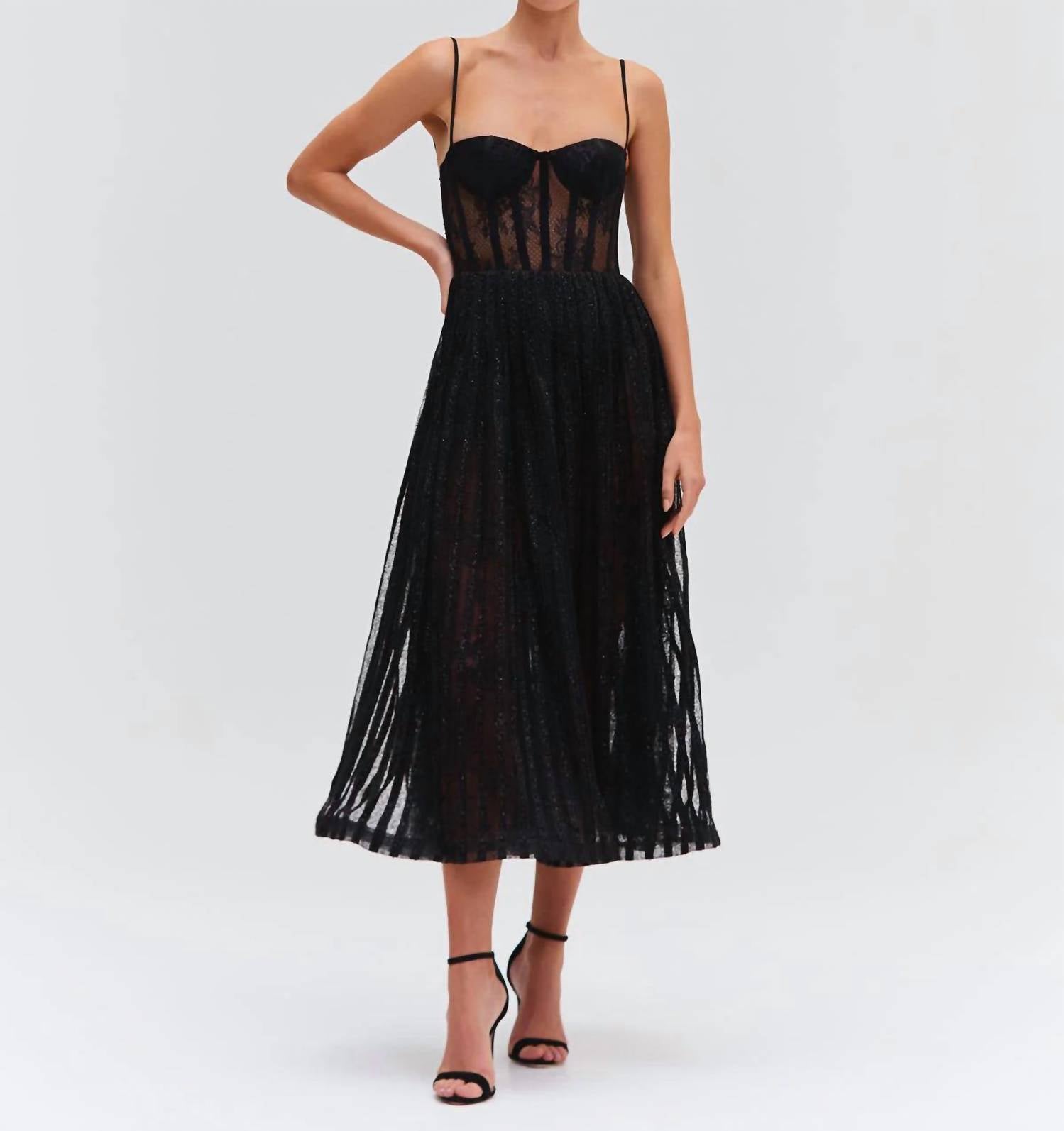 Patbo - Lurex Tulle Bustier Midi Dress