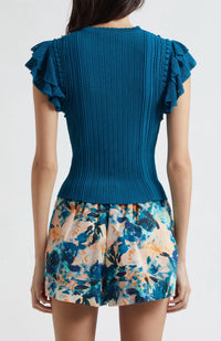 Ulla Johnson Giulia Top in lapiz - women's blouse - detail view