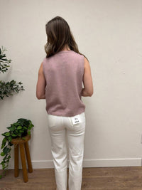 LE LIS Sleeveless Crew Neck Sweater Cardigan in blush - women's cardigan - alternate view
