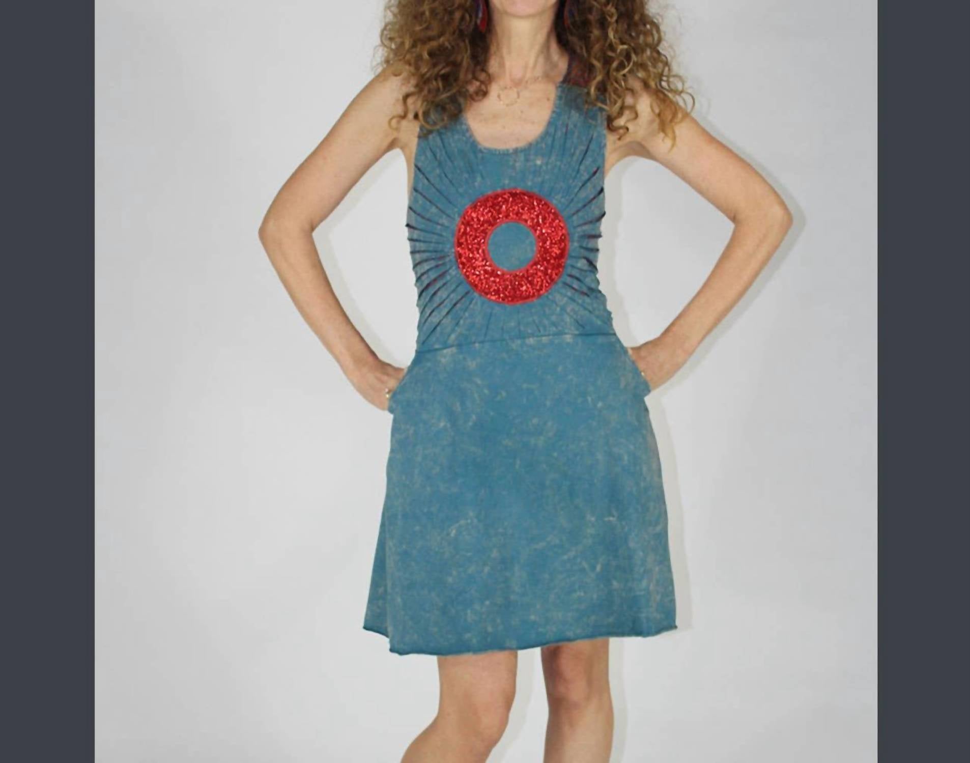 Jayli Amni Blues Mini Dress in teal - women's dress