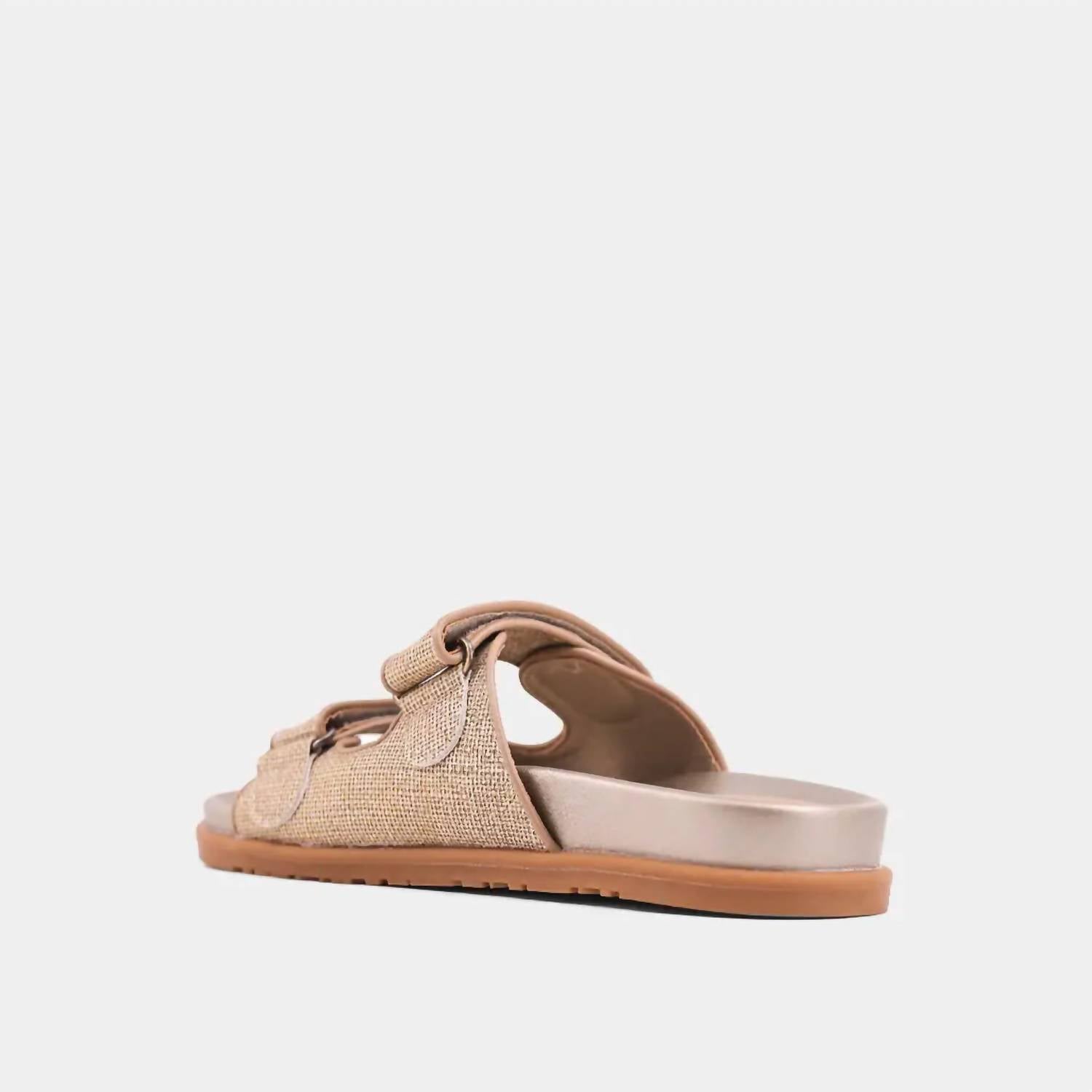 SHU SHOP Women's Blair Sandal in gold woven - women's sandal - detail view