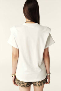 ba&sh Pio Crewneck Shirt in blanc - women's t-shirt - detail view