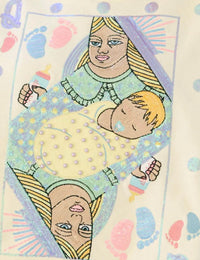 QUEEN OF SPARKLES Polka Dot Mama Card Logo Sweatshirt in beige lavender - women's top - detail view