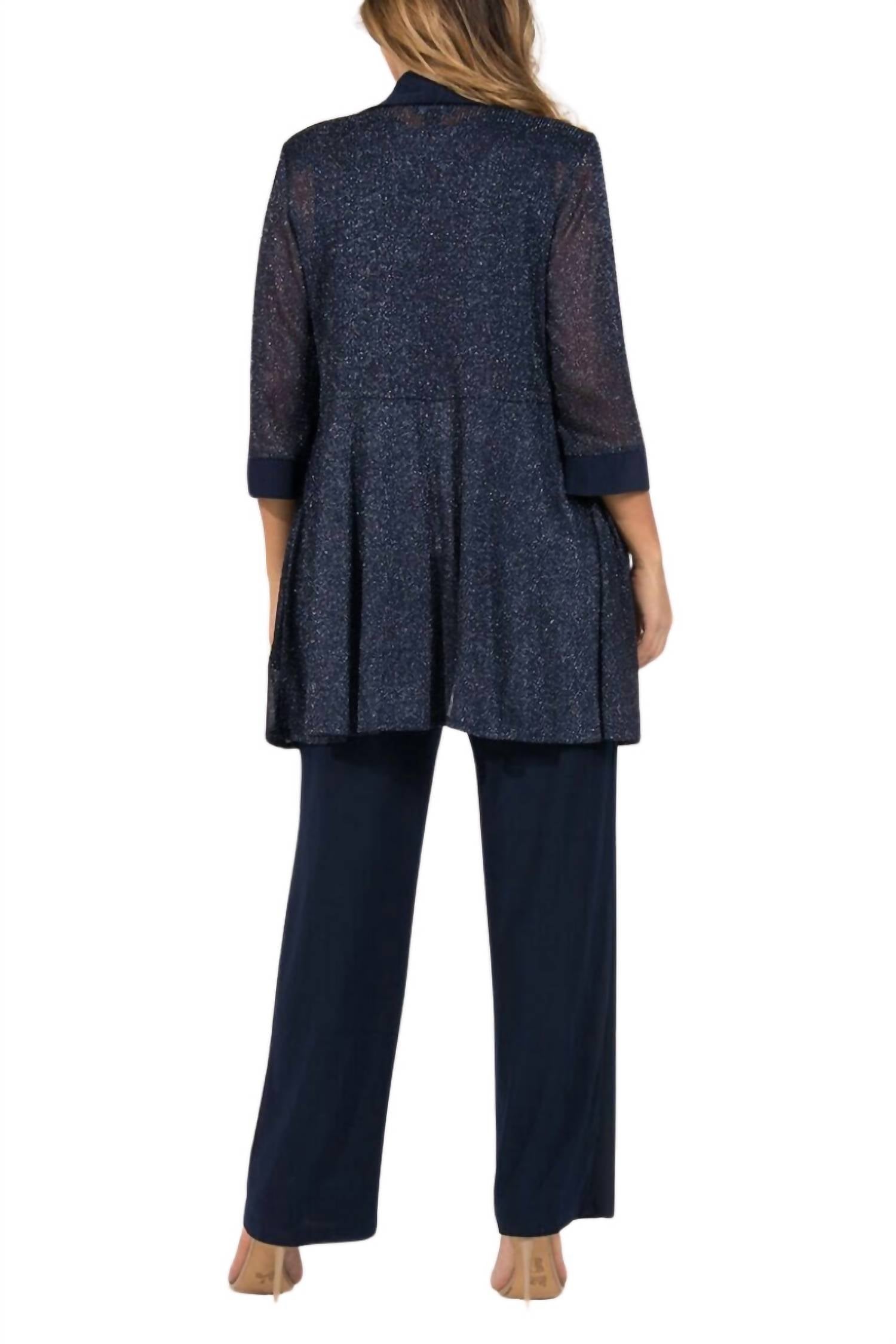 R&M Richards - Sleeveless Top And Loose Pants With Matching Jacket Set