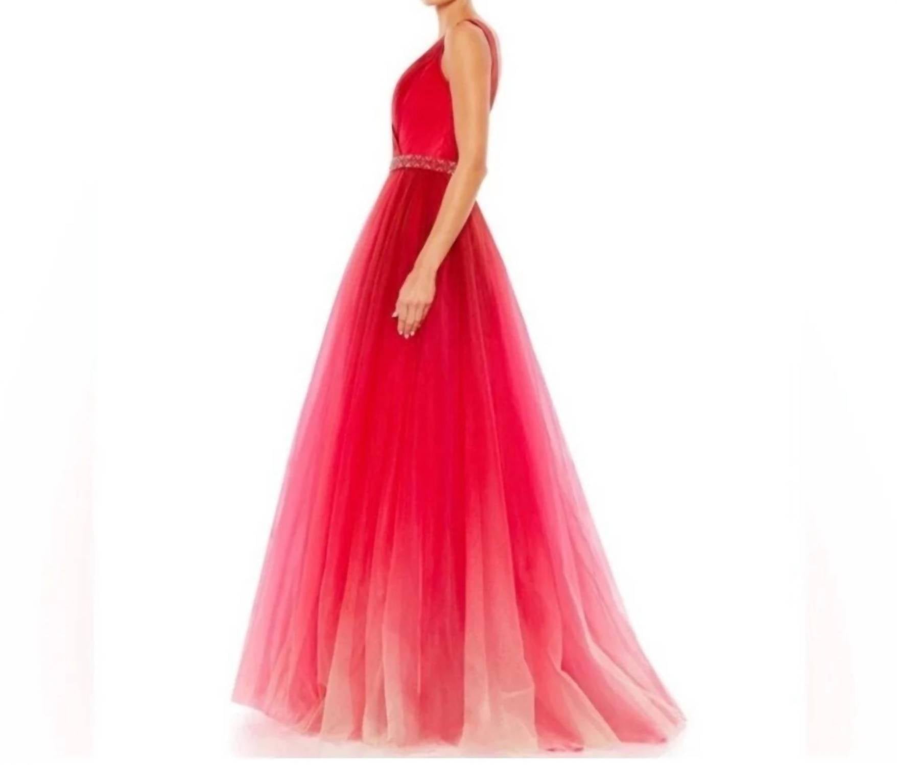 Mac Duggal - Beaded Belt Wrap Over Sleeveless Ballgown