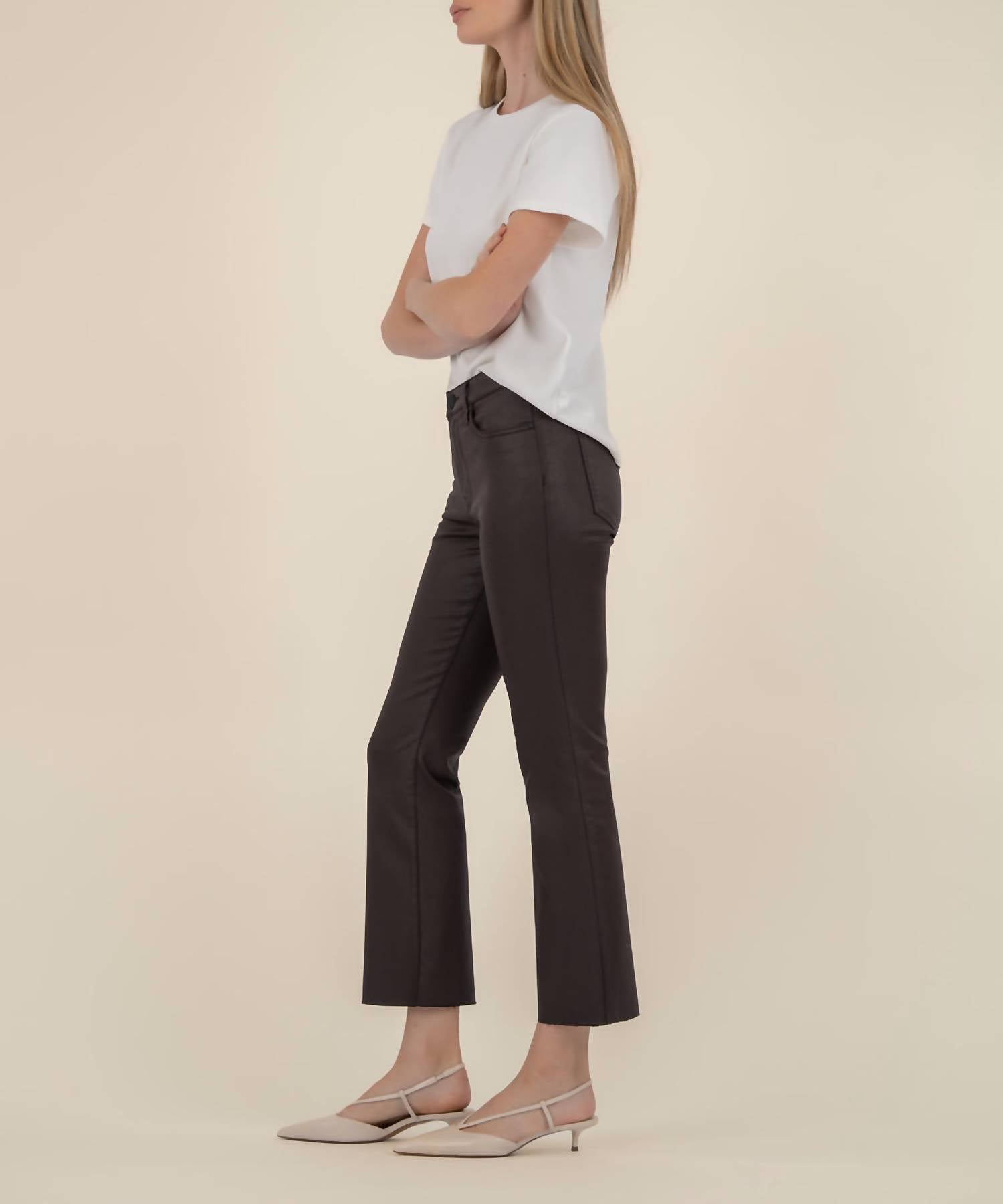 Kut From The Kloth - Kelsey Coated High Rise Ankle Flare Pants