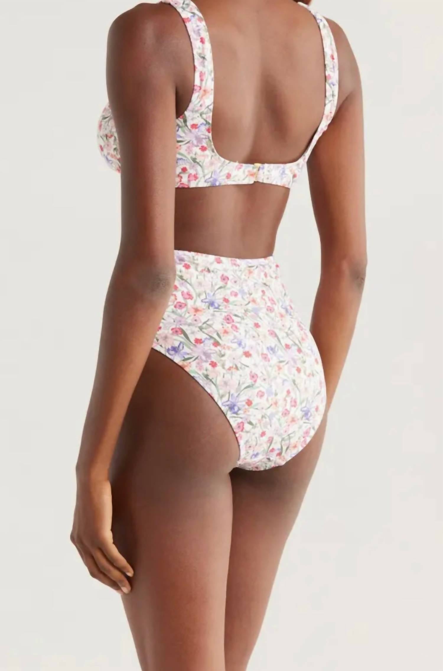 hutch Iona Two-piece Swim Set in white tropical garden - women's swimwear - detail view