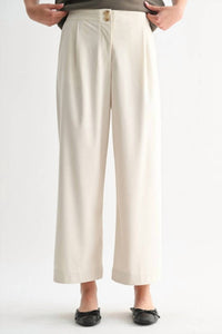 Fun 2 Fun Wide Leg Corduroy Pant in cream - women's pants - detail view