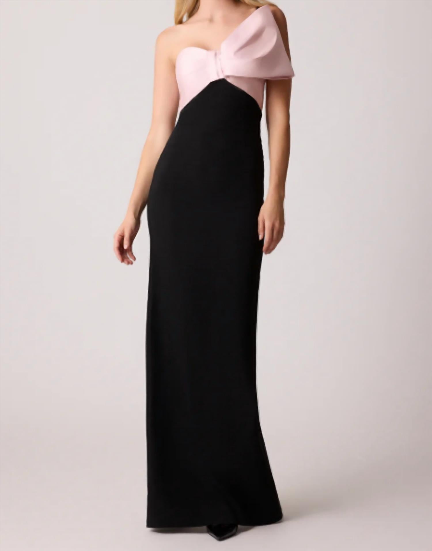 Teri Jon Strapless Bow Gown in black - women's dress - detail view