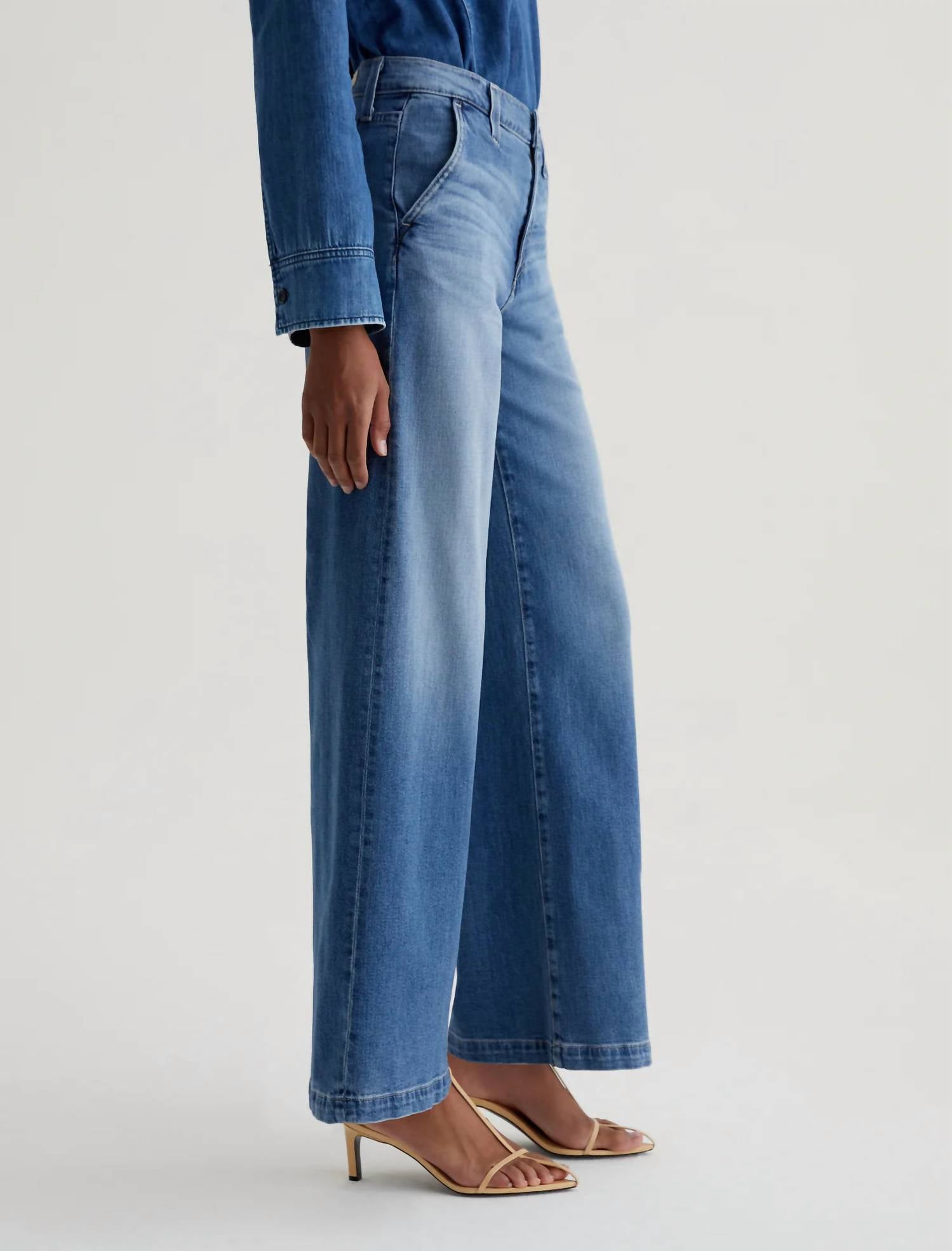 AG Jeans Stella Low Palazzo Jean in nautical mile - women's pants - alternate view