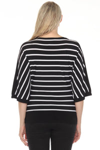 Joseph Ribkoff - Striped 3/4 Sleeve Boat Neck Top