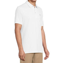TravisMathew Free Passage Polo Shirt in white - men's shirt - detail view