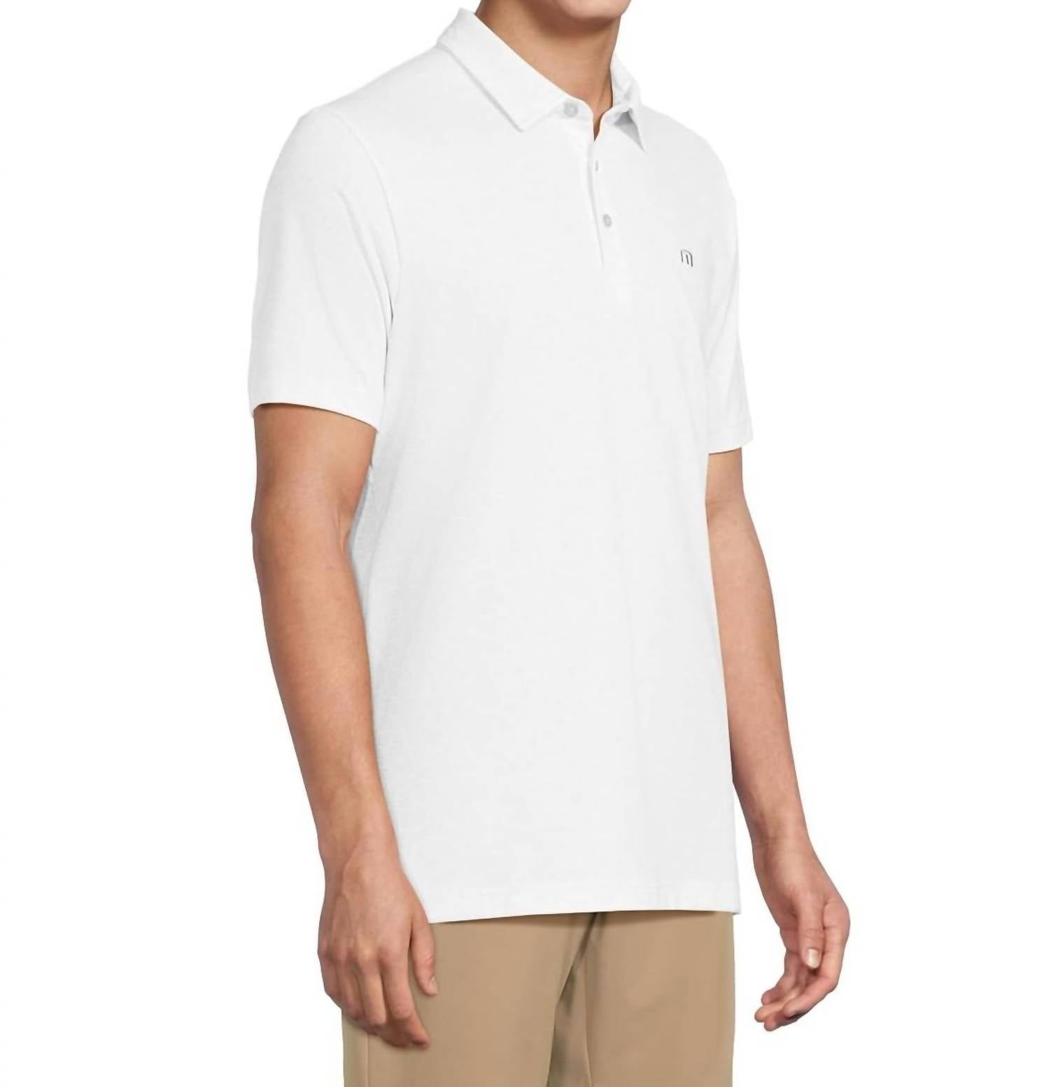 TravisMathew Free Passage Polo Shirt in white - men's shirt - detail view