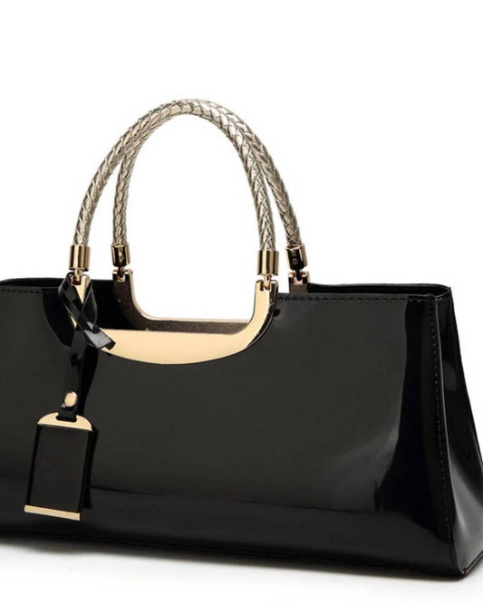 Accity - FASHIONABLE EVENING GLOSSY PATENT LEATHER TOTE