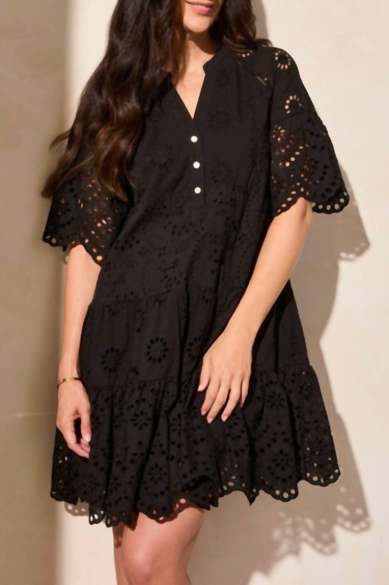 Tribal - Mixed Pattern Eyelet Dress