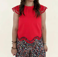 &Merci - Zuri Embroidered Cut-Out Sleeve Top