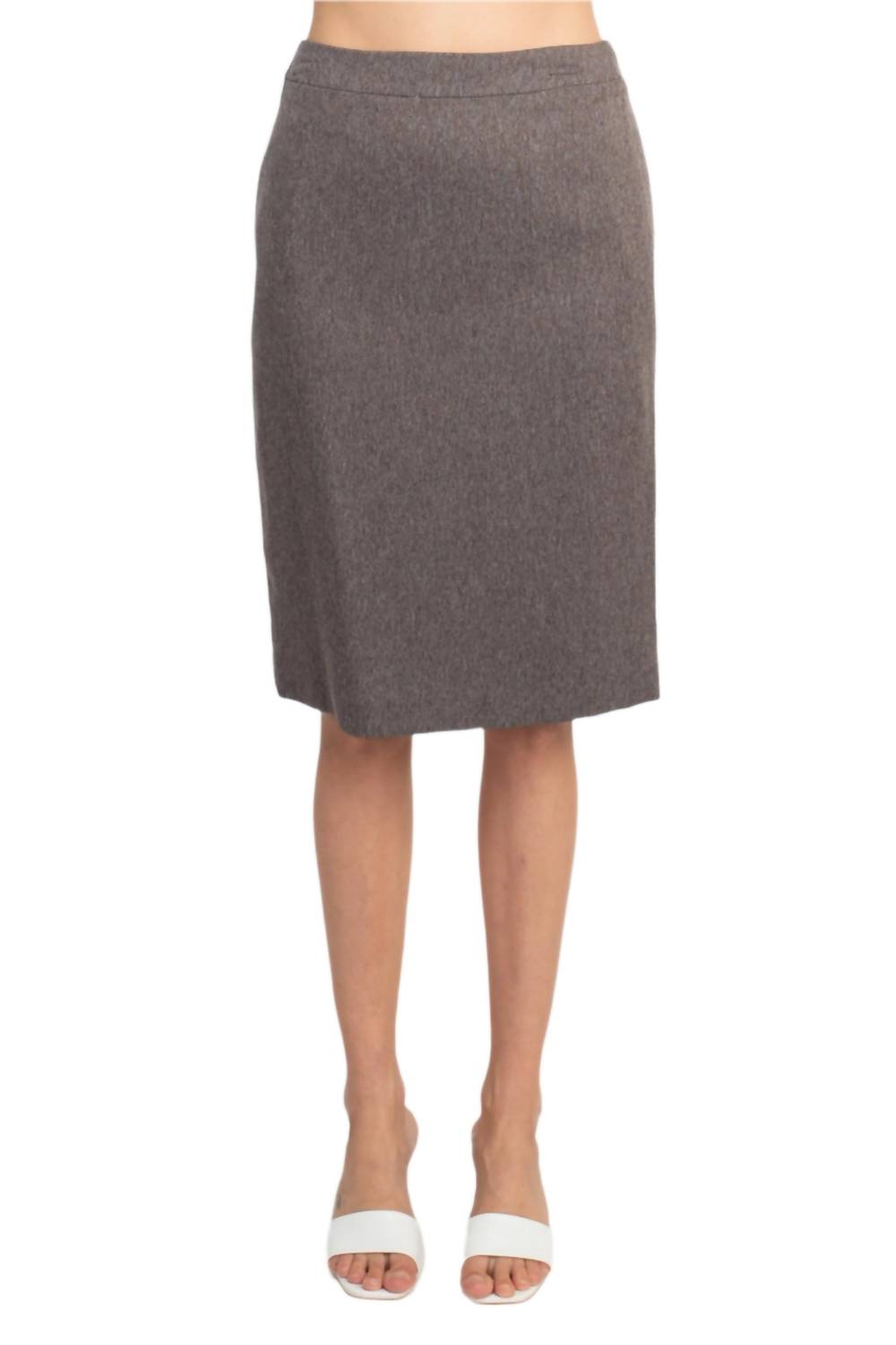 Nyp Suits - Crew Neck 3-button Slit Back Crepe Skirt Set