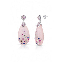 Gold & Honey - Women's Drop And Dangle Confetti Crystal Earrings